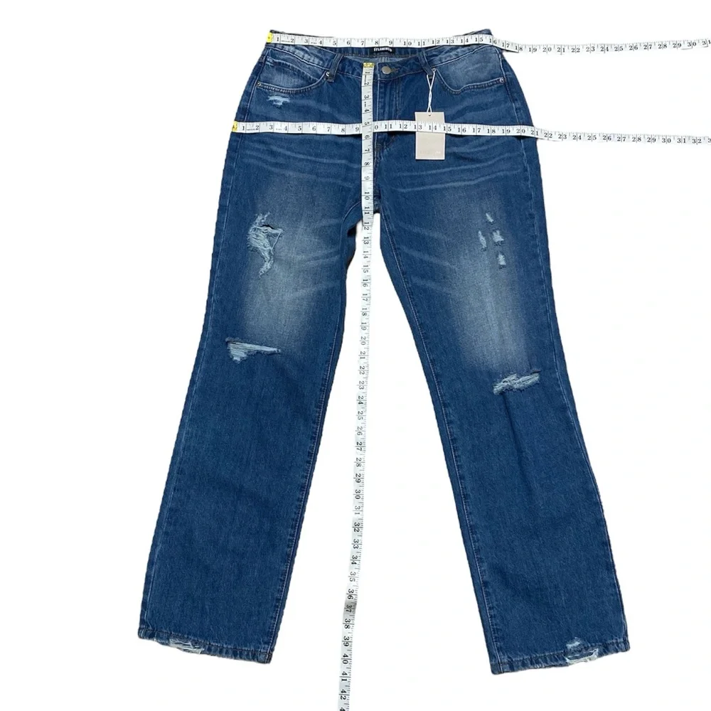 Flamingo Straight Leg Jeans Women’s L Medium Wash Casual Distressed Denim New